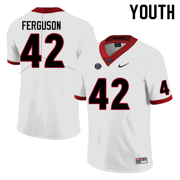 Youth #42 Tauheed Ferguson Georgia Bulldogs College Football Jerseys Sale-White Anniversary